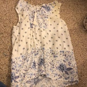 Floral blue and white shirt sleeveless